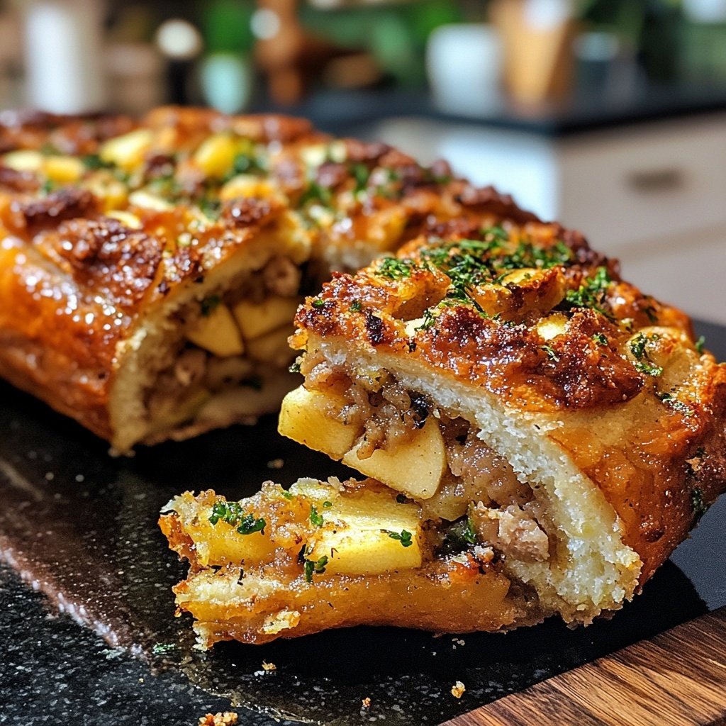 Gefüllte Weihnachtsgans mit Apfel und Beifuß