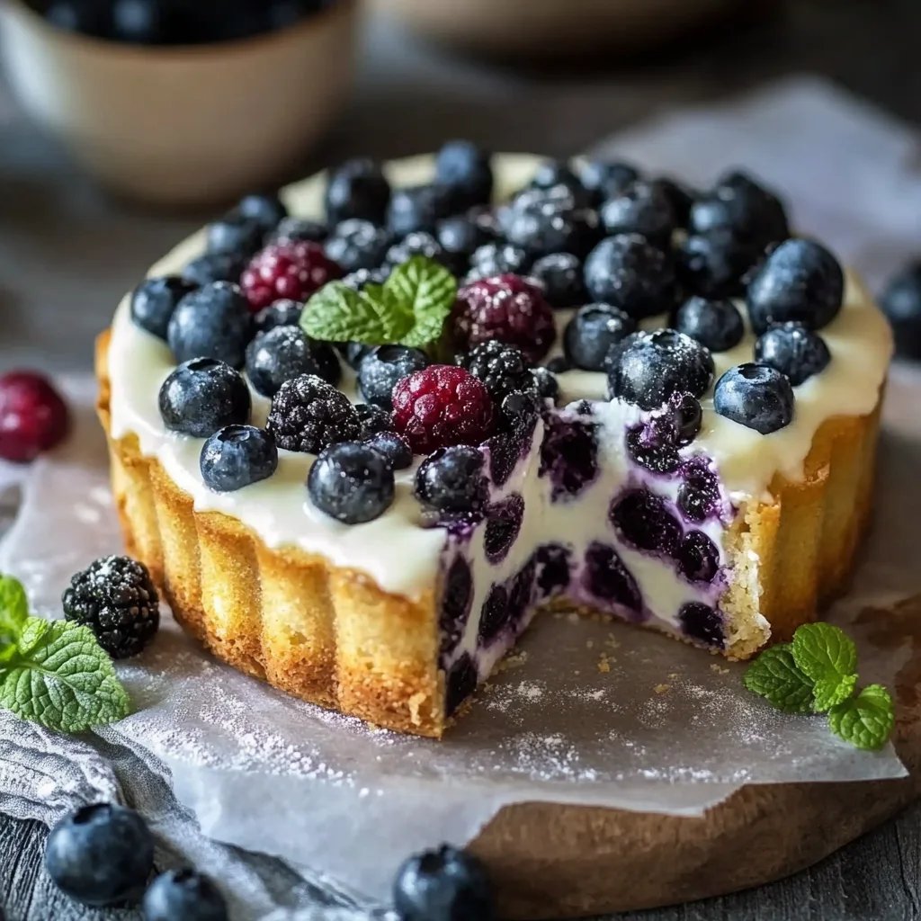 Leichter Joghurtkuchen mit Blaubeeren und Zitrone
