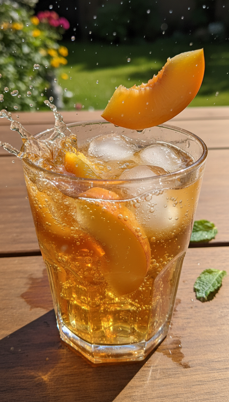 Sprudelnder Pfirsich Eistee