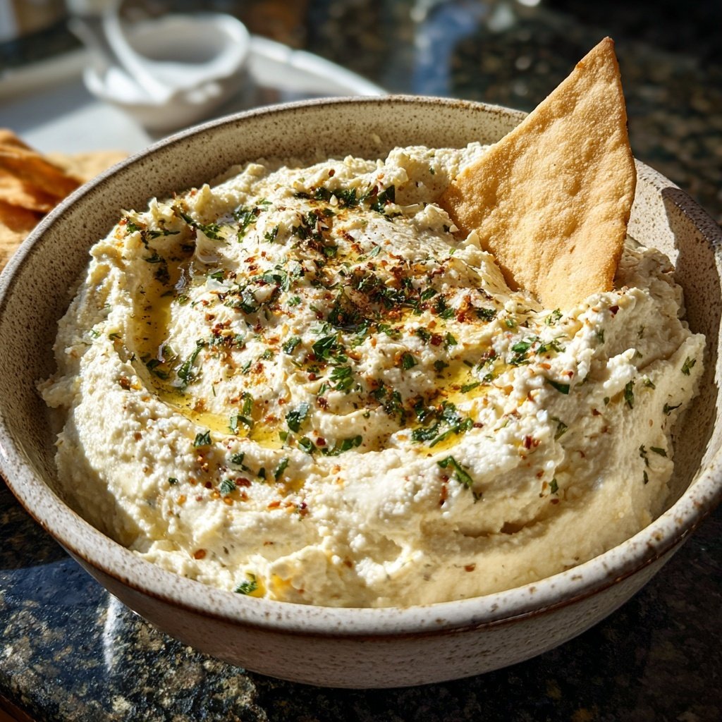 Cremiger Weißer-Bohnen-Dip mit Knoblauch