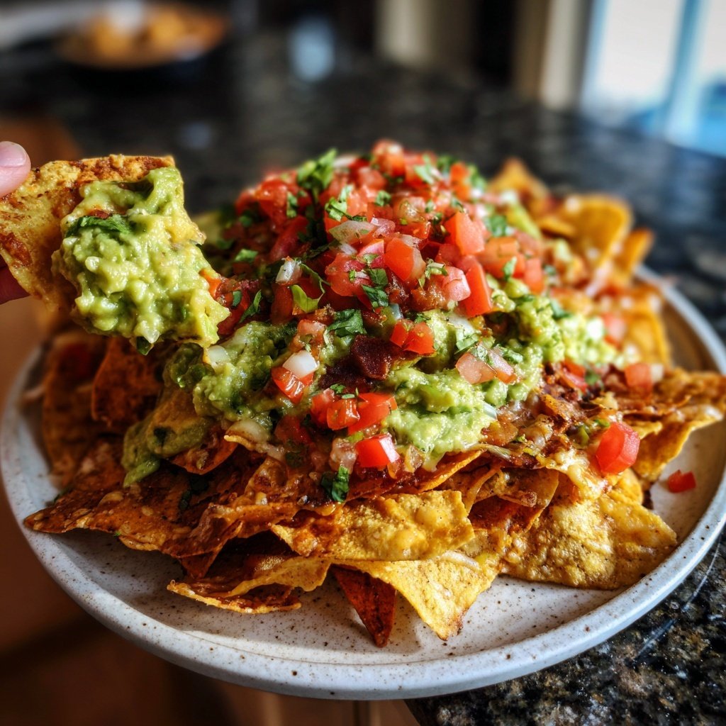 Süßkartoffel Nachos mit Guacamole
