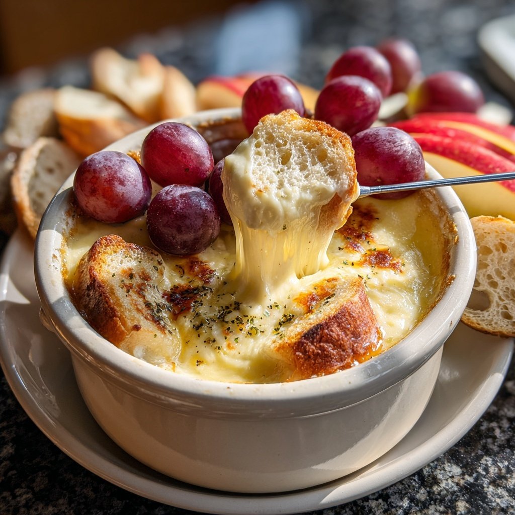 Fondue Beilage Trauben und Apfelscheiben