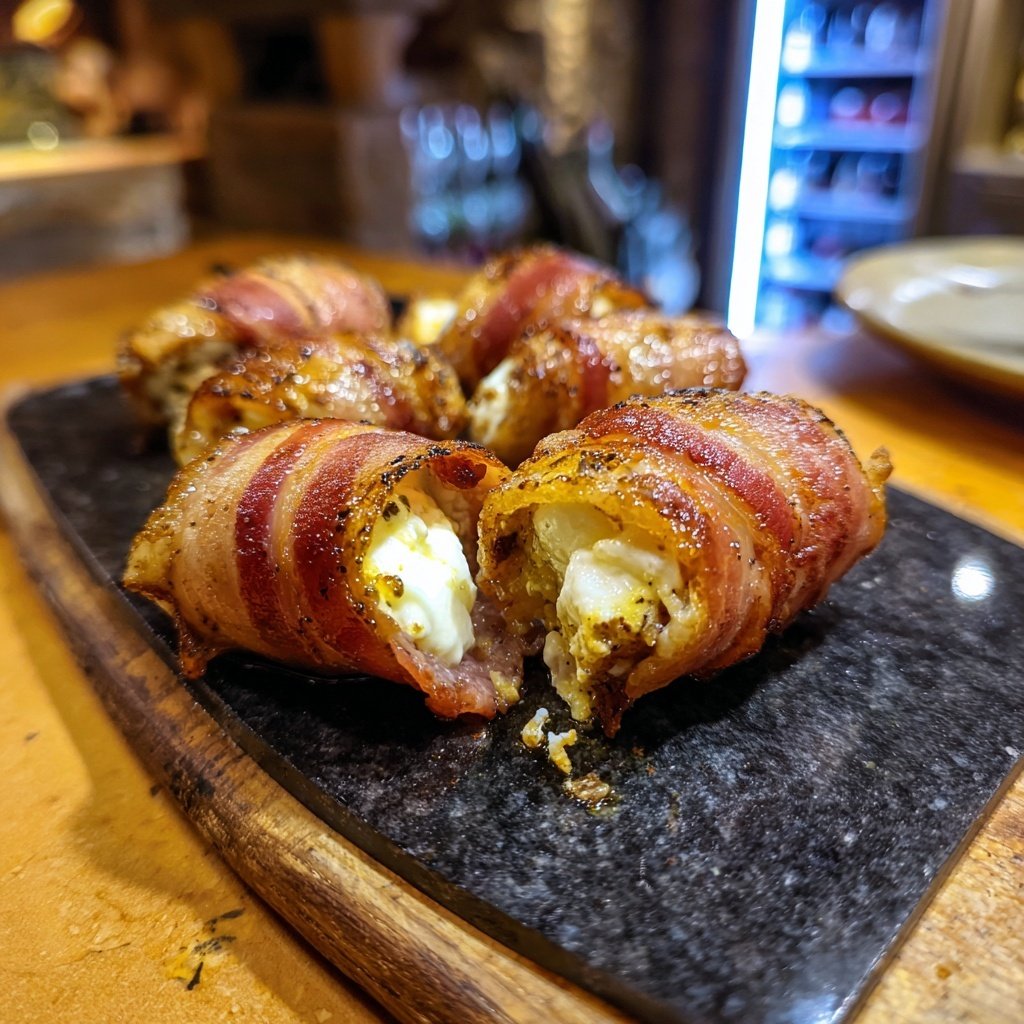 Gefüllte Datteln mit Speckmantel