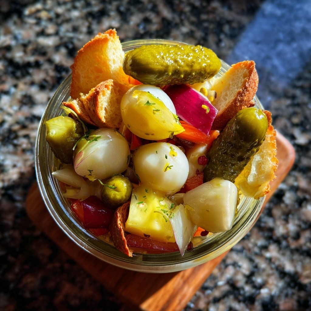 Fondue Beilage Mixed Pickles und Silberzwiebeln