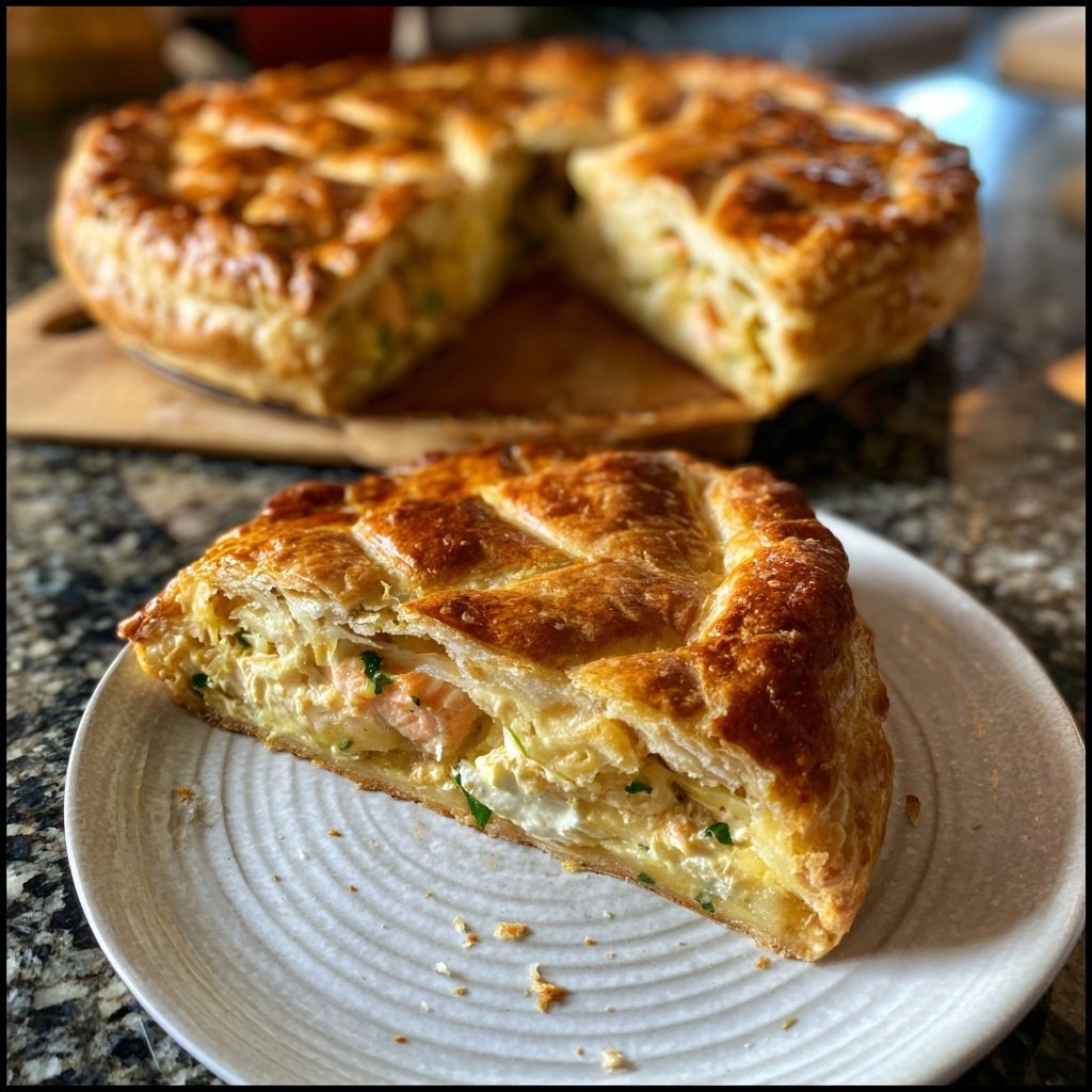 Lachsfilet im Blätterteig mit Kräuterfrischkäse​