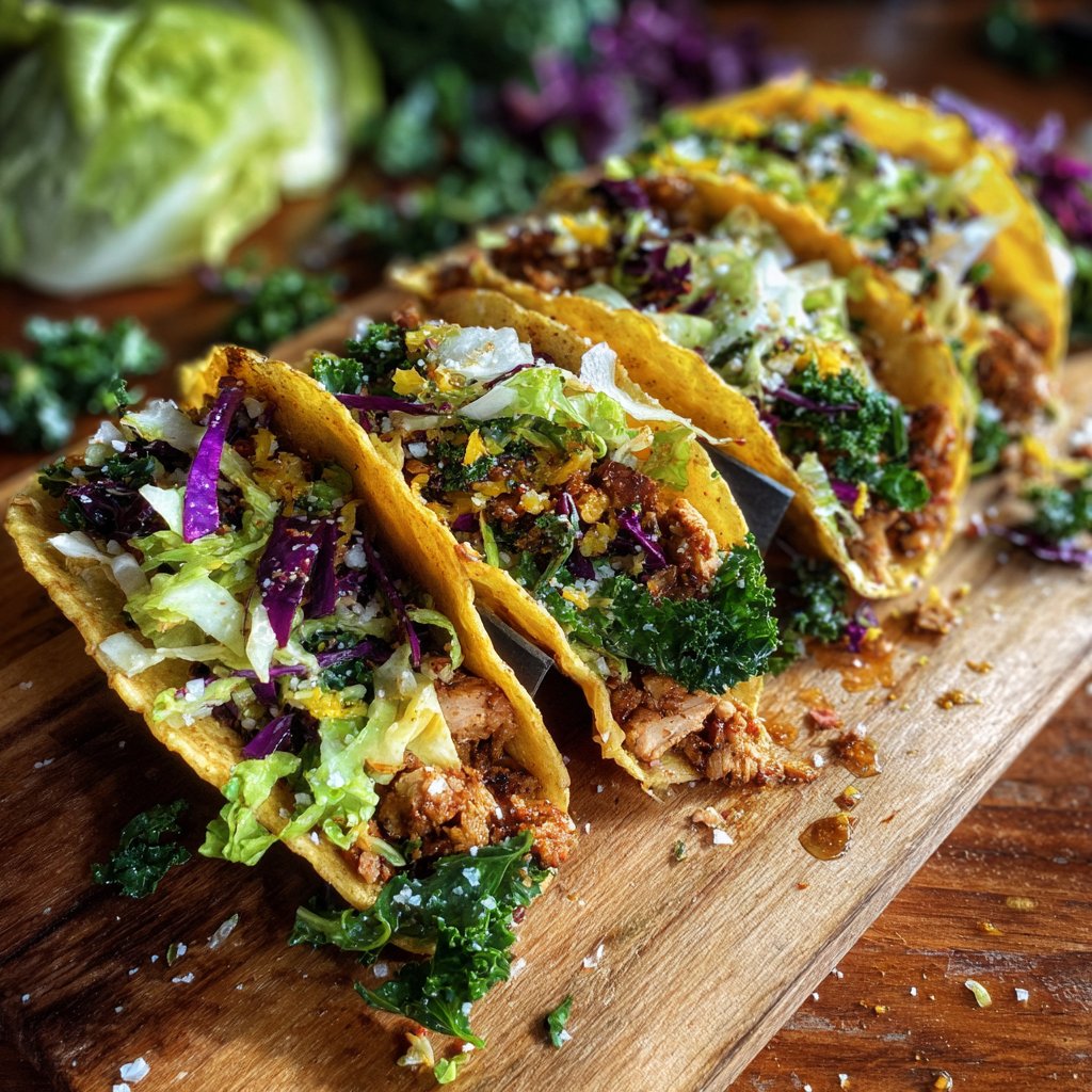 Knusprige Turkey und Kale Tacos
