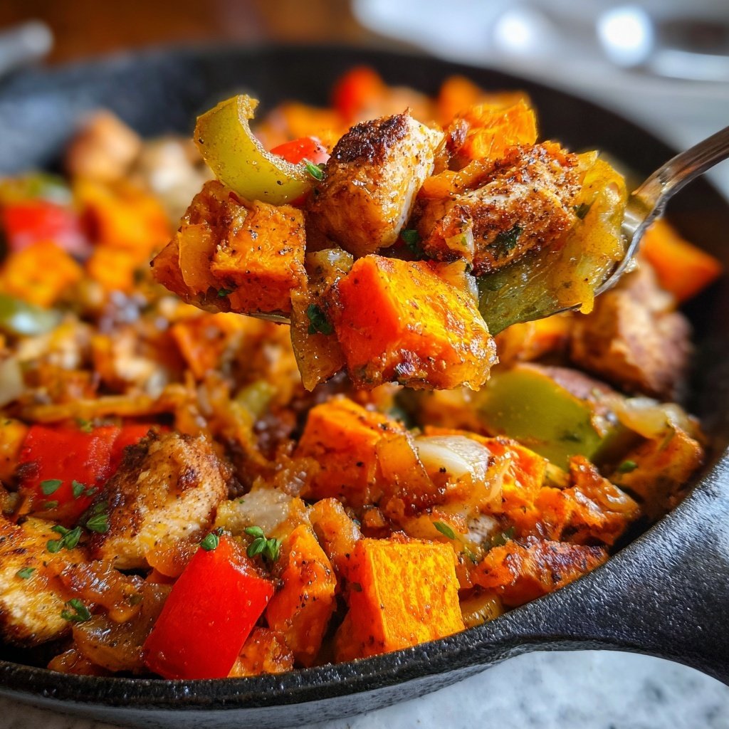 Truthahn Süßkartoffel Pfanne