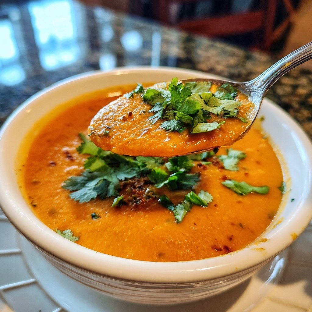 Rote Linsen Suppe mit Koriander