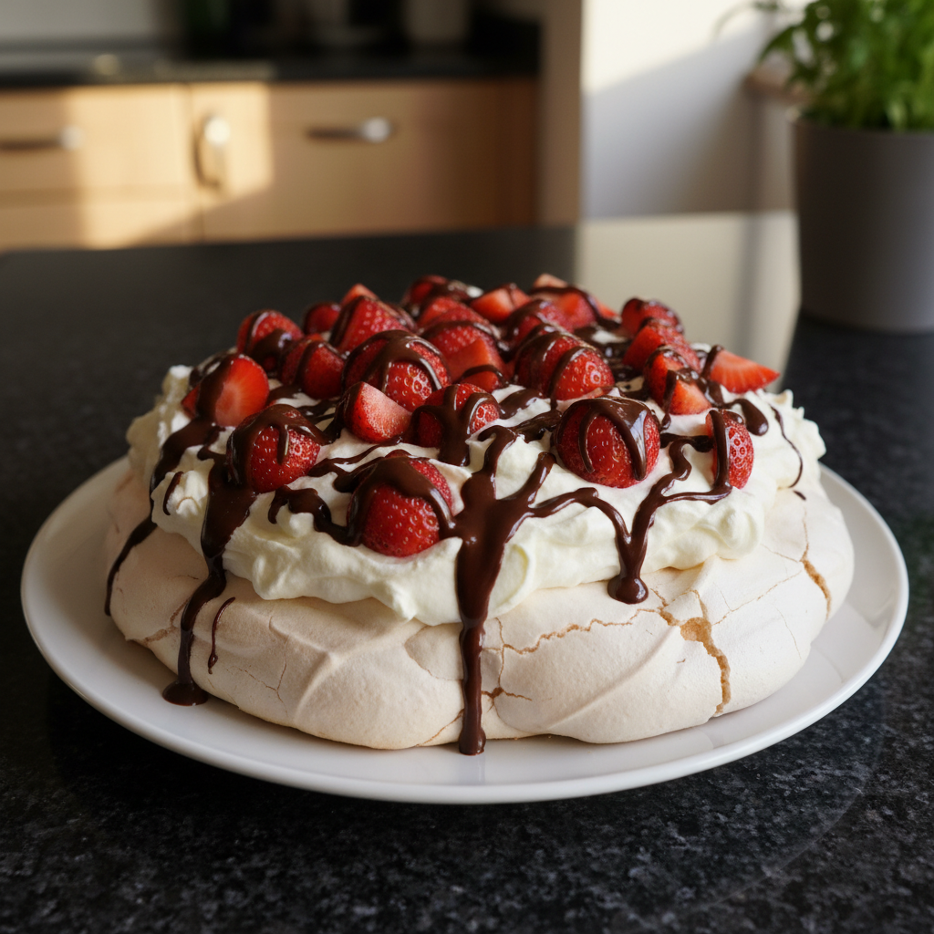 Atemberaubende Erdbeer Schokoladen Pavlova