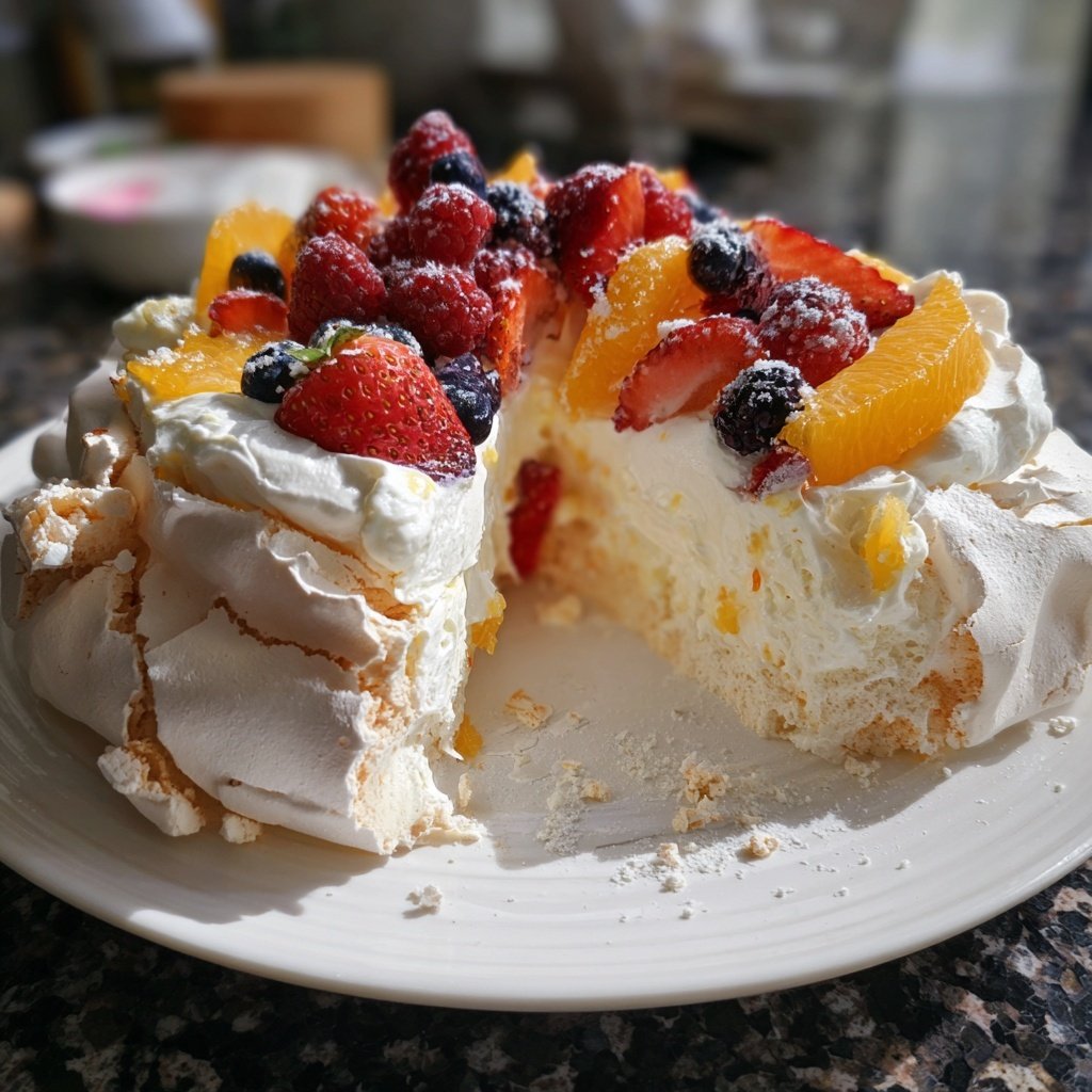 Festliche Zitrus Pavlova mit Beeren