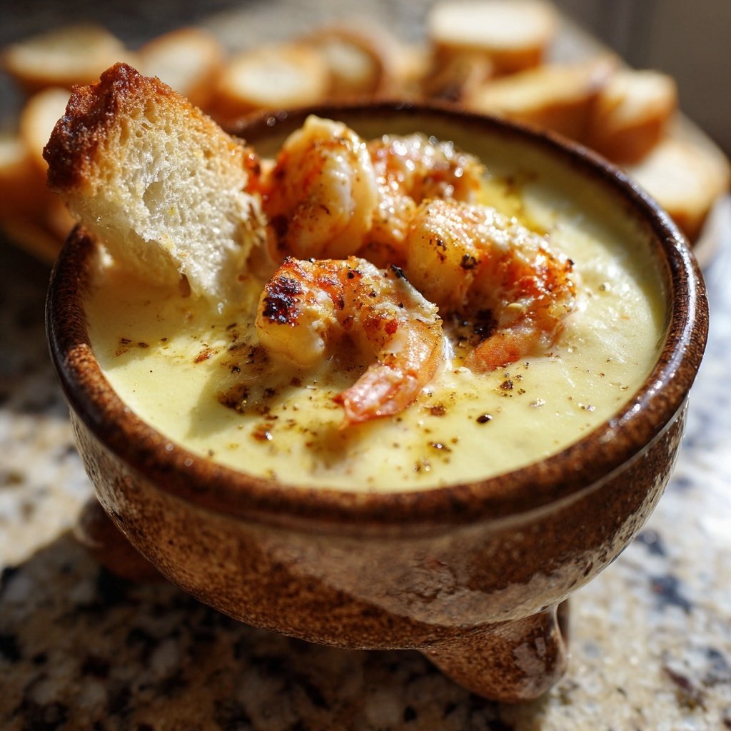 Zischendes Garnelen Knoblauch Fondue