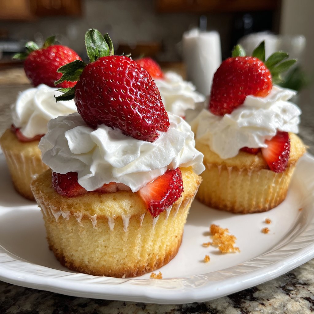 Frosted Strawberry Shortcake Cupcakes