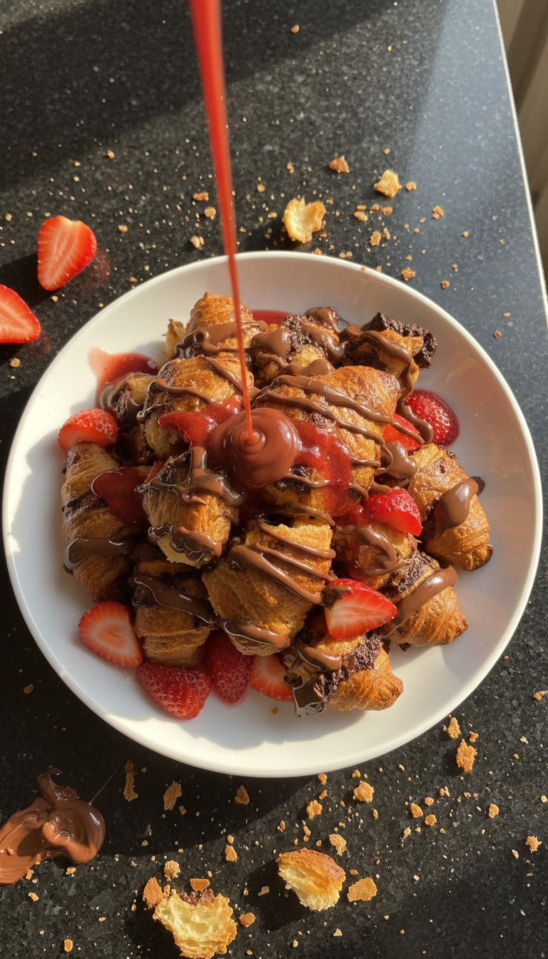 Schoko Erdbeer Croissant Auflauf