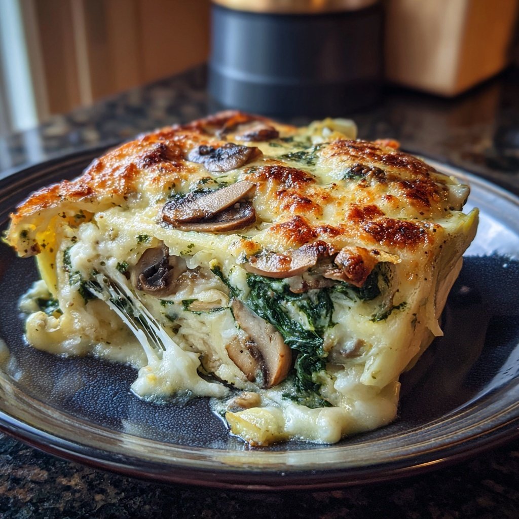 Spinat Pilz Frühstück Auflauf