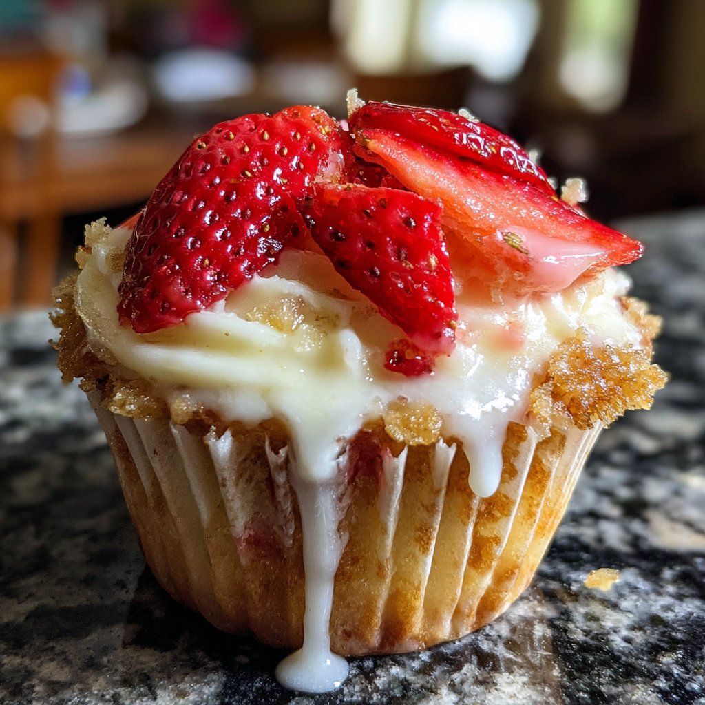 Süßer Erdbeer-Creme-Cupcake