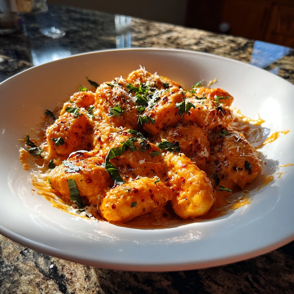 Vodka Sauce gebackenes Gnocchi cremig