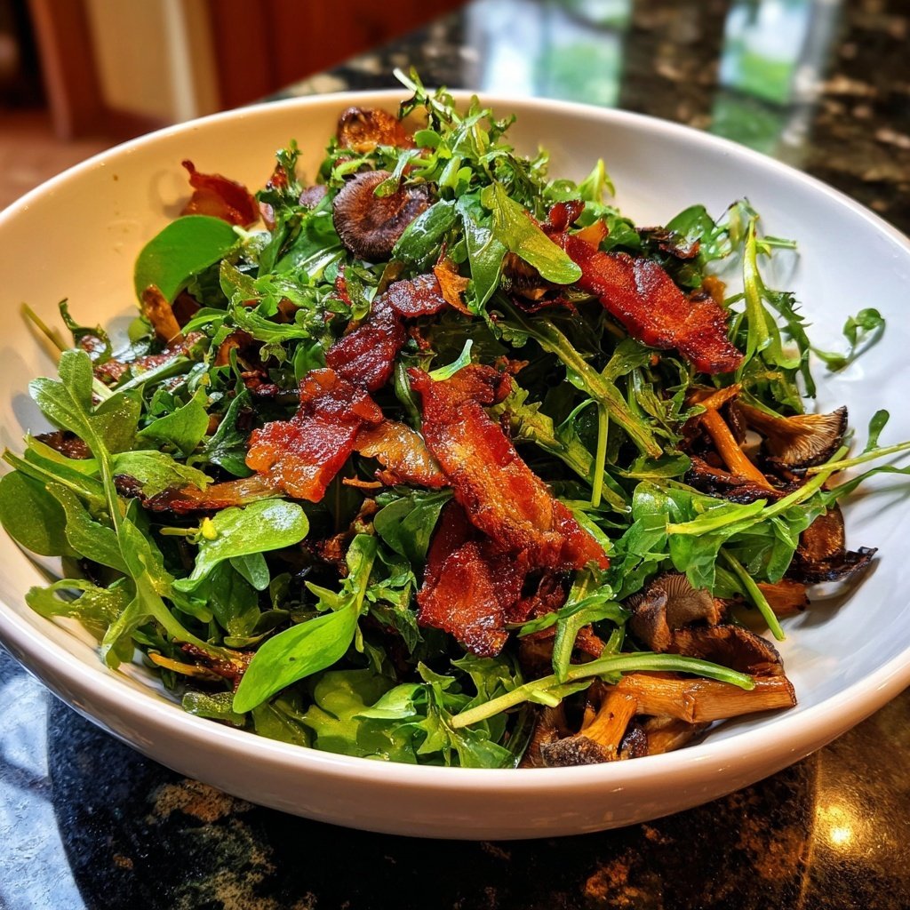 Feldsalat Champignon warmer Speck