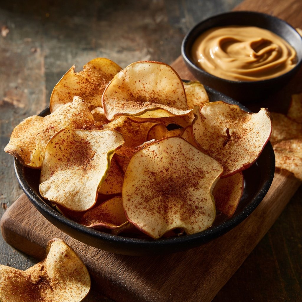 Knusprige Apfelchips mit Dip