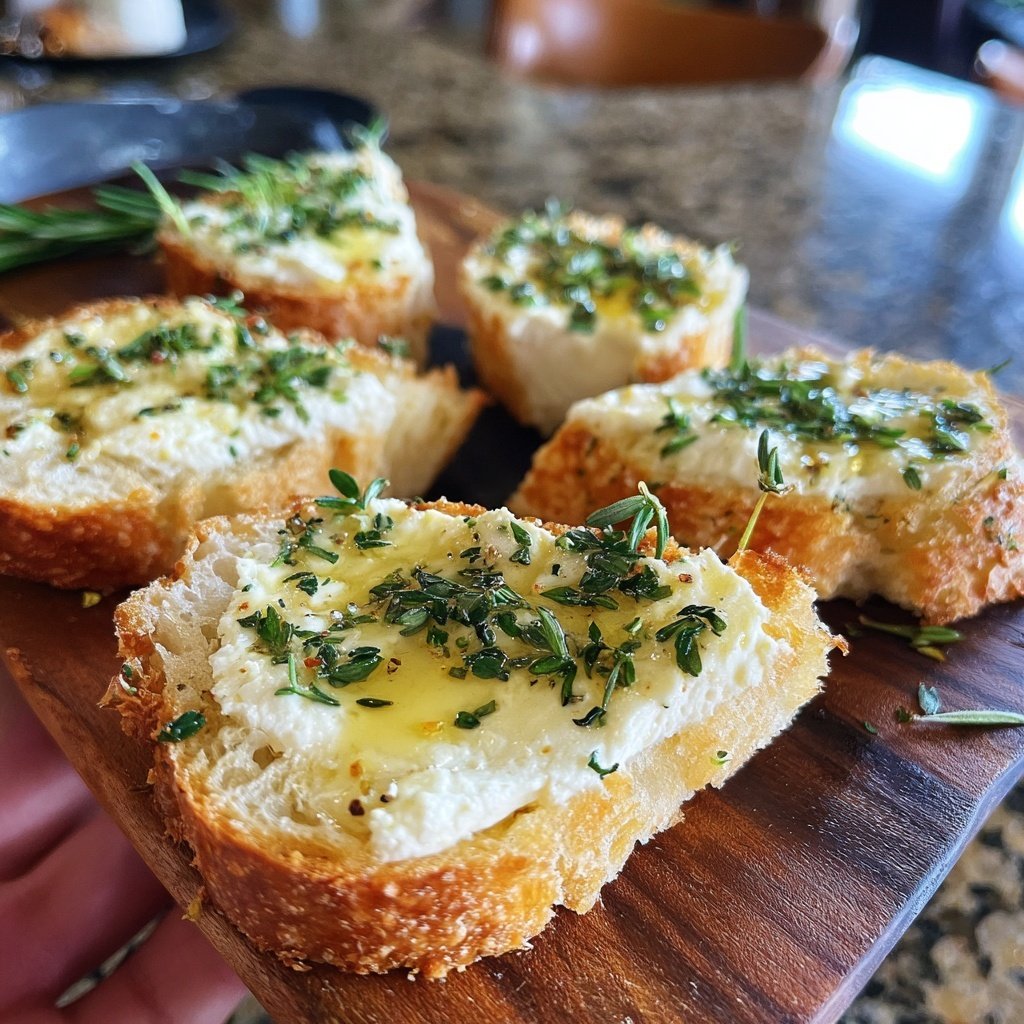 Kräuter Ziegenkäse Crostini Häppchen