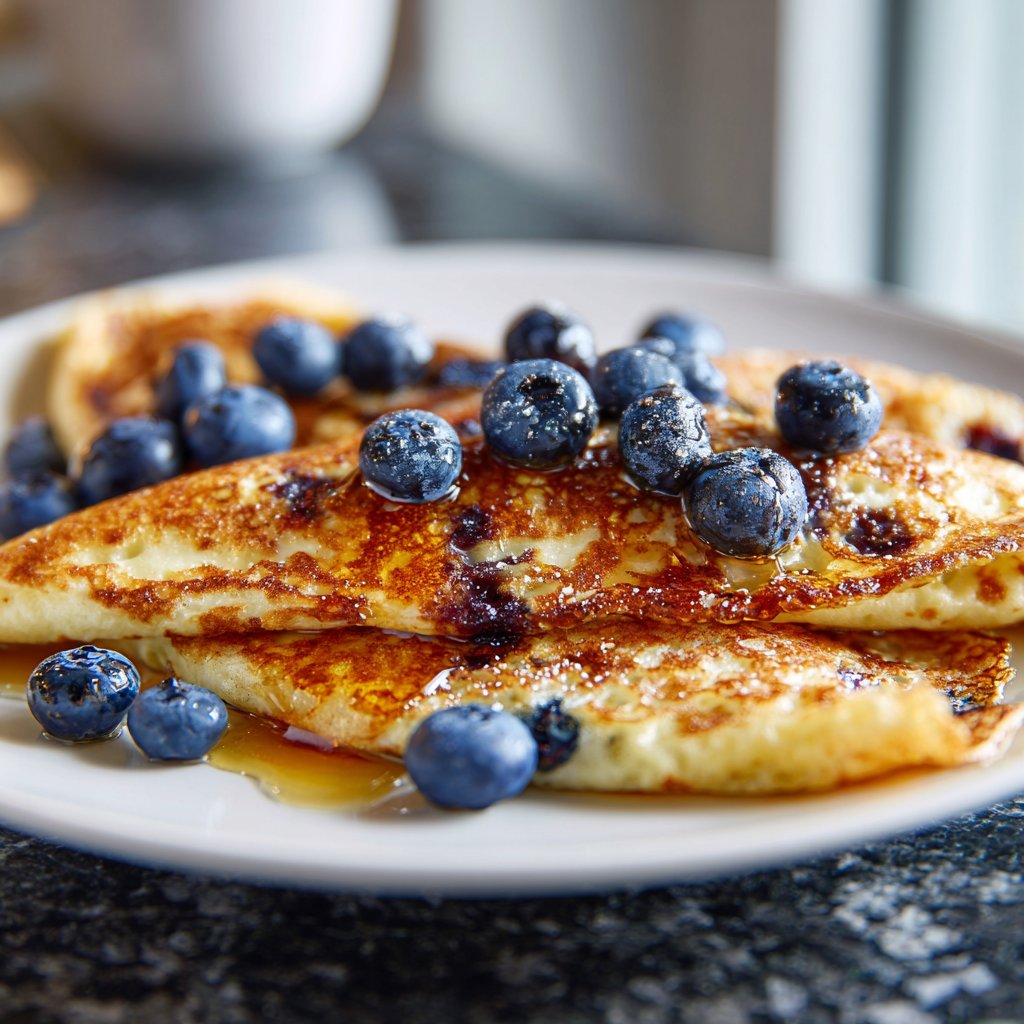 Blaubeer Hüttenkäse Pfannkuchen