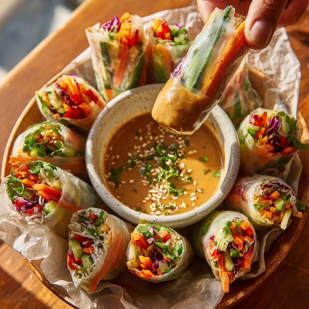 Gemüse-Frühlingsrollen mit Dip-Sauce