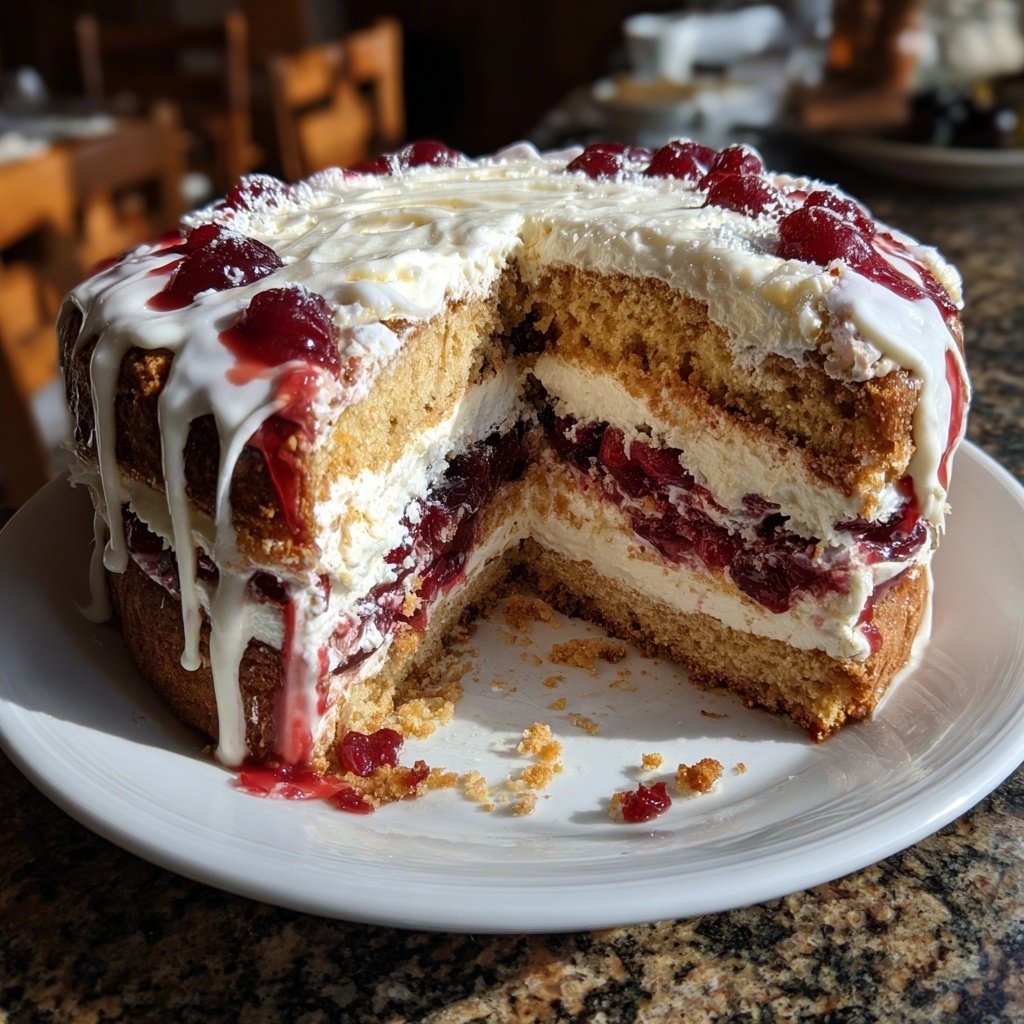Lebkuchen Kirsch Torte mit Vanillecreme