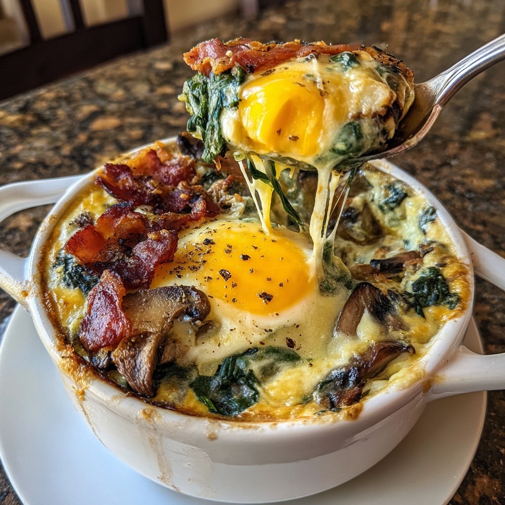 Pilz Spinat Speck Eierbecher