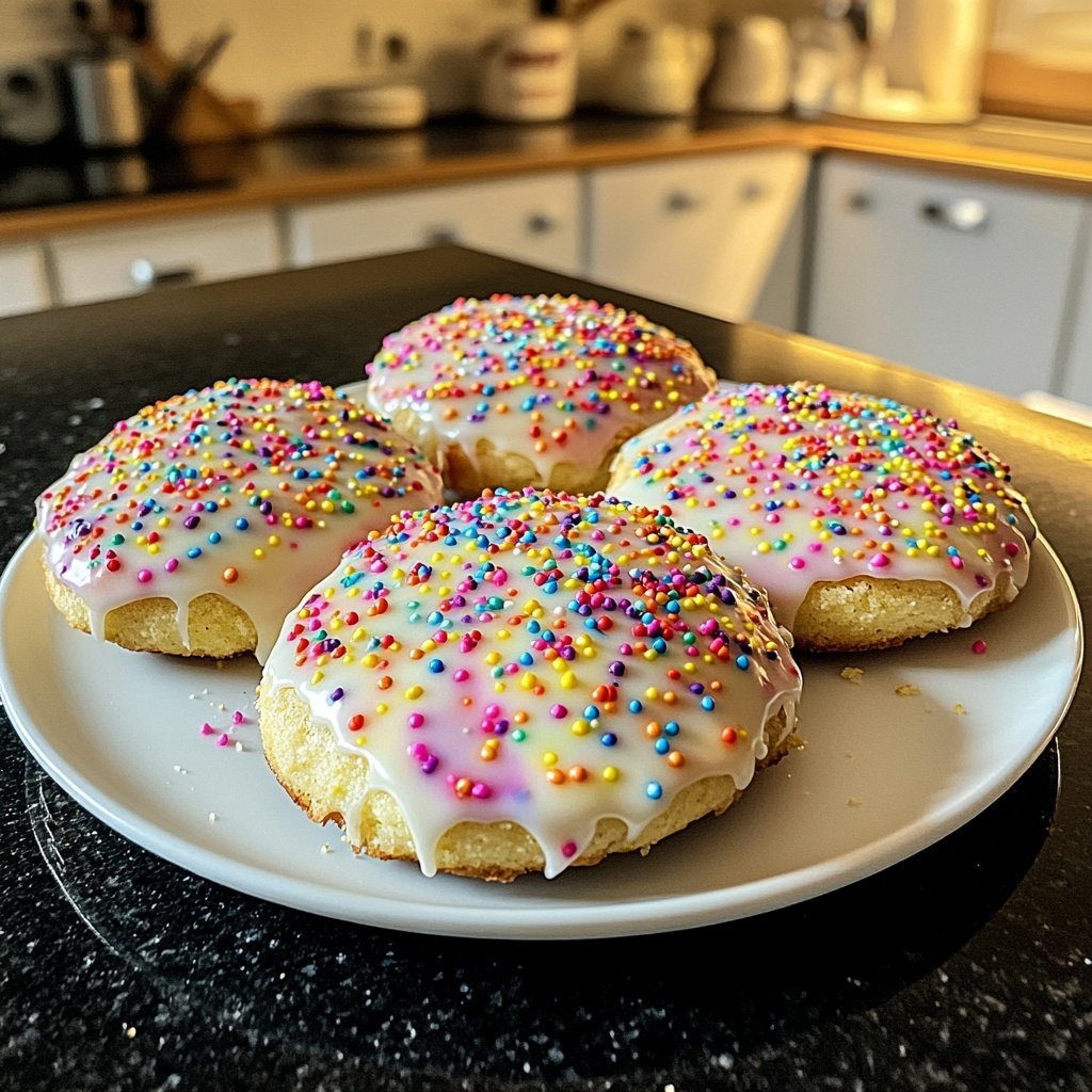 Zarte Butterplätzchen mit bunten Streuseln