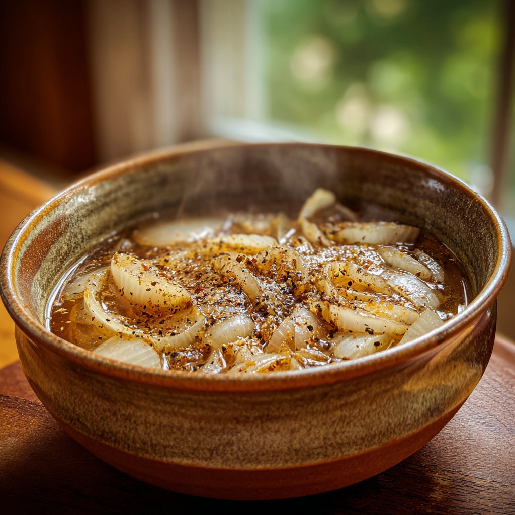 Zwiebel Koch mit zerbrochenem Pfeffer